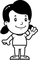 Cartoon Girl Waving