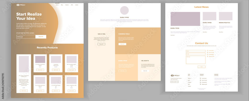 Wall mural website design template vector. business landing. web page. it technology. optimization progress. bl