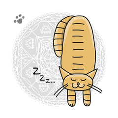 Cute sleeping cat, sketch for your design
