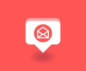 Envelope, Mail icon, vector symbol in flat style isolated on red background. Social media illustration.