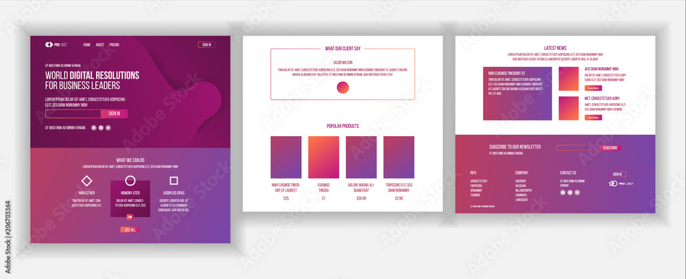 Wall mural website template vector. page business background. landing web page. web design and development. cas