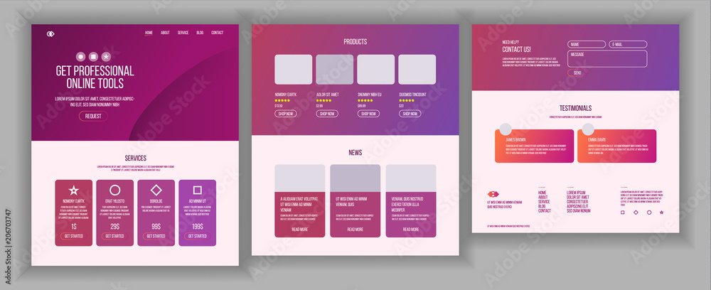 Wall mural web page design vector. website business style. front end site scheme. landing template. benefits sc