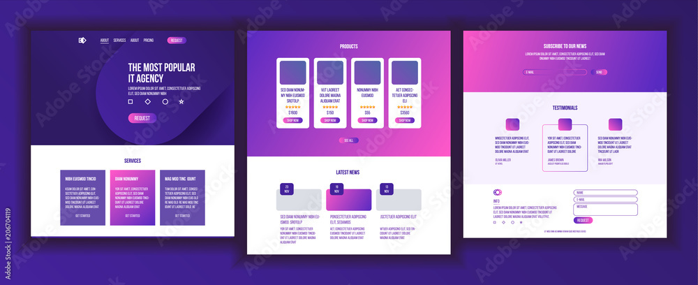 Wall mural website page vector. business agency. web page. design front end site scheme. landing template. prot
