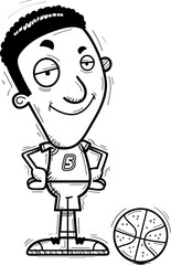 Confident Cartoon Black Basketball Player