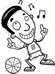 Cartoon Black Basketball Player Dancing