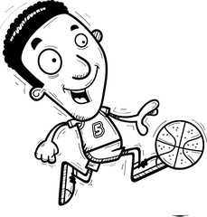 Cartoon Black Basketball Player Running