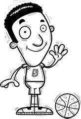 Cartoon Black Basketball Player Waving