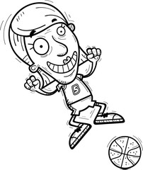Cartoon Senior Basketball Player Jumping