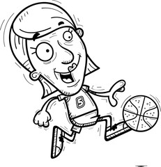 Cartoon Senior Basketball Player Running
