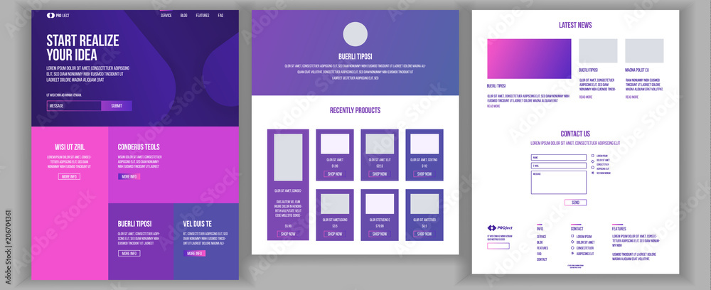 Wall mural website page vector. business website. web page. shopping online landing design template. processes 