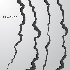 Rough Effect, Cracks, Surface, Break Or Destruction. Wall Cracks Vector. Transparent Checkered Background.
