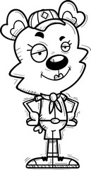 Confident Cartoon Female Bear Scout