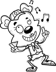 Cartoon Female Bear Scout Dancing
