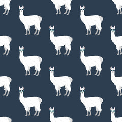 Llama in cateye glasses seamless pattern