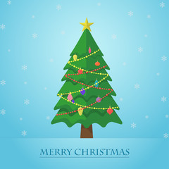  Christmas tree on a blue background with snowflakes.