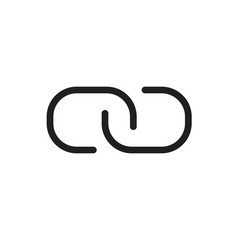 Link icon, multimedia icon. Outline bold, thick line style, 4px strokes rounder edges