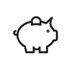 Piggy bank icon, business icon. Outline bold, thick line style, 4px strokes rounder edges