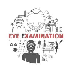 Eye Examination banner. Line icons set. Vector signs for web graphics.