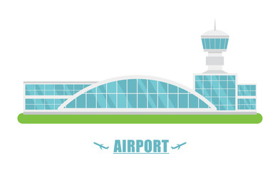 Flat airport isolated on white background. Place for text.