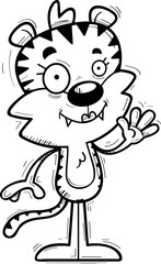 Cartoon Female Tiger Waving