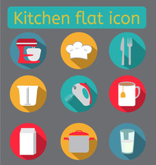 Kitchen flat icon set.