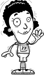 Cartoon Black Track Athlete Waving