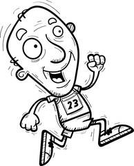 Cartoon Senior Track Athlete Running