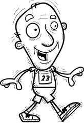 Cartoon Senior Track Athlete Walking