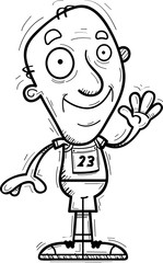 Cartoon Senior Track Athlete Waving