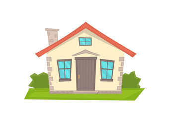 Vector cartoon  house on white background.