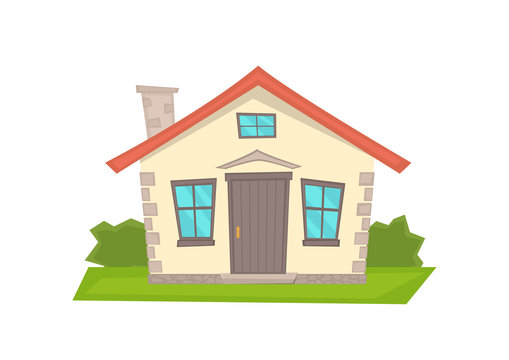 Vector cartoon  house on white background.