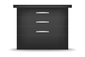 Small black nightstand mockup. Realistic illustration of small black nightstand vector mockup for web design isolated on white background