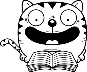Cartoon Cat Reading