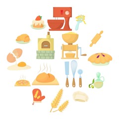 Bakery icons set. Cartoon illustration of 16 bakery vector icons for web