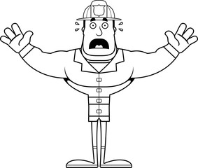Cartoon Scared Firefighter
