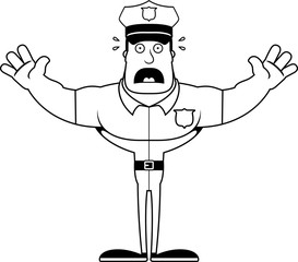 Cartoon Scared Police Officer
