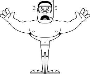 Cartoon Scared Snorkeler