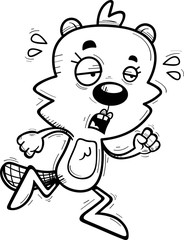 Exhausted Cartoon Female Beaver