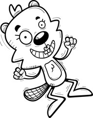 Cartoon Female Beaver Jumping
