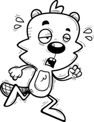Exhausted Cartoon Male Beaver