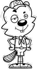 Confident Cartoon Male Beaver Scout