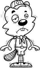 Sad Cartoon Male Beaver Scout