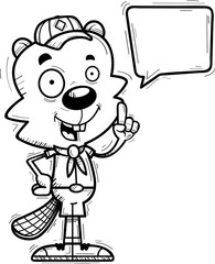 Cartoon Male Beaver Scout Talking