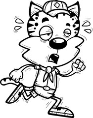 Exhausted Cartoon Male Bobcat Scout