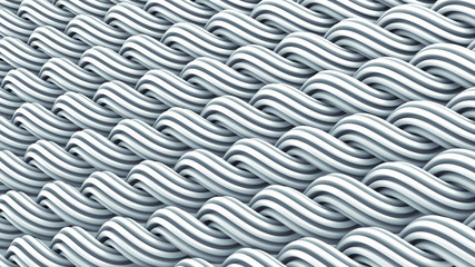 Wavy surface of white curles ornament abstract 3D rendering