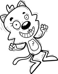 Cartoon Female Cat Jumping