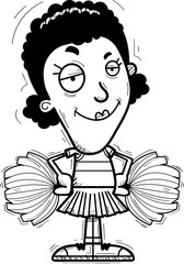 Confident Cartoon Black Woman Cheerleader