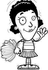 Cartoon Black Woman Cheerleader Waving