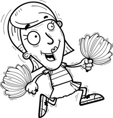 Cartoon Woman Cheerleader Running