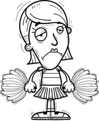 Sad Cartoon Woman Cheerleader